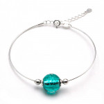  bracelet argent turquoise en veritable verre de murano de venise