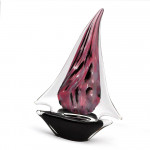 Bateau voilier fushia et noir en verre de murano