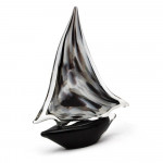 Velero gris y negro de vidrio murano