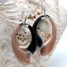 Black and brown creoles aventurine glass earrings