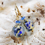 Boucles d'oreilles verre murano bleu