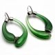 Mio green and satin - green and satin creoles örhängen riktigt blåst murano glas från venedig