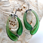 Mio vert satin - boucles d'oreilles creoles vert et satin veritable verre soufflé de murano de venise