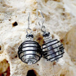 Silver murano glass earrings