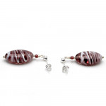 Boucles d'oreilles amethyste en veritable verre de murano de venise