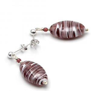 Dory amethyste - boucles d'oreilles amethyste en veritable verre de murano de venise