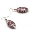 Amethyst murano glass silver earrings real from venice