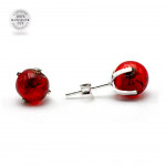 Aretes gaia clavo rojos de venecia real cristal murano