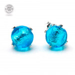 Aretes clavo azul cielo cristal de murano auténtico de venecia