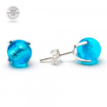 Aretes clavo azul cielo cristal de murano auténtico de venecia