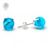 Azur blue nail earrings in genuine murano glass from venice