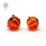 Amber stud earrings in genuine murano glass from venice