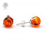 Boucles d'oreilles clou ambre en veritable verre de murano de venise