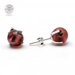 Boucles d'oreilles clou parme en veritable verre de murano de venise