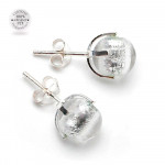 Boucles d'oreilles clou argent en veritable verre de murano de venise