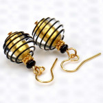 Pendientes murano negro y oro verdadera joya de murano de venecia