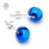Ocean blue murano glass stud earrings genuine from venice