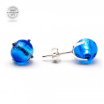 Aretes clavo azul océano de cristal de murano auténtico de venecia