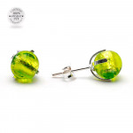 Aretes gaia clavo verde limón en venecia real cristal murano