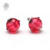 Gaia ruby studs earrings in real venice murano glass