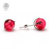 Ruby clou earrings in real venice murano glass