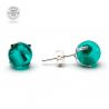 Turquoise studs earrings in real venice murano glass