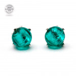 Boucles d'oreilles clou turquoise en argent et verre de murano