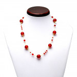 Red murano glass necklace in real venice glass