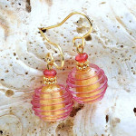 Pink and gold murano glass earrings genuine murano glass venice