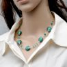 Pastiglia aurora verde esmeralda - collar de cristal de murano verde esmeralda de venecia