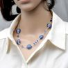 Pastiglia aurora blue navy - navy blue murano glass necklace of venice
