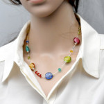 Pastiglia aurora multicoloured - multicolor murano glass necklace venice