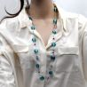 Blue murano glass long necklace genuine from venice