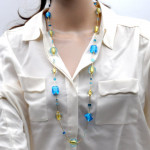 Choker necklace long blue murano glass of venice