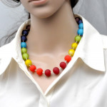 Ball satin arcobaleno - collier multicolore satin en veritable verre de murano