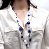 Sautoir collier bleu cobalt verre de murano de venise