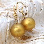 Satin gold murano glass earrings genuine venice murano glass