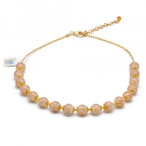 Beige opaline - beige opaline halsband i äktligt murano glas från venedig