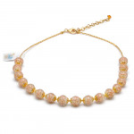 Collier opaline beige en veritable verre de murano de venise