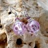 Ohrringe lila aus murano glas aus venedig 