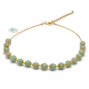 Collier opaline vertes en veritable verre de murano de venise