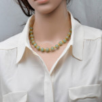 Green opaline necklace in genuine murano glass from venice