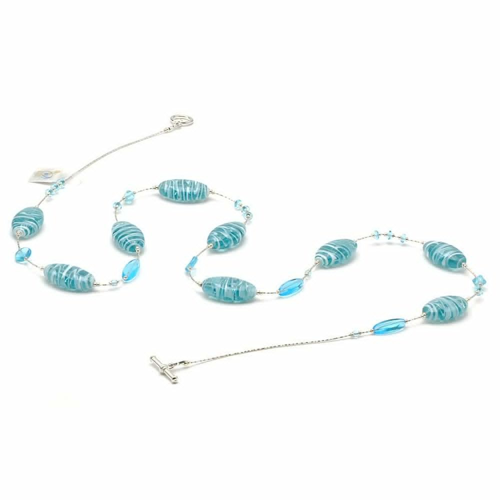 Dory blue turquoise - blue turquoise necklace in genuine murano glass from venice