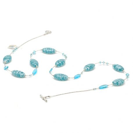 Blue turquoise halsband i äktligt muranoglas från venedig