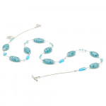 Blue turquoise halsband i äktligt muranoglas från venedig