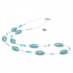 Blue turquoise halsband i äktligt muranoglas från venedig