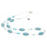 Blue turquoise murano glass and silver necklace