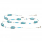 Blue turquoise halsband i äktligt muranoglas från venedig