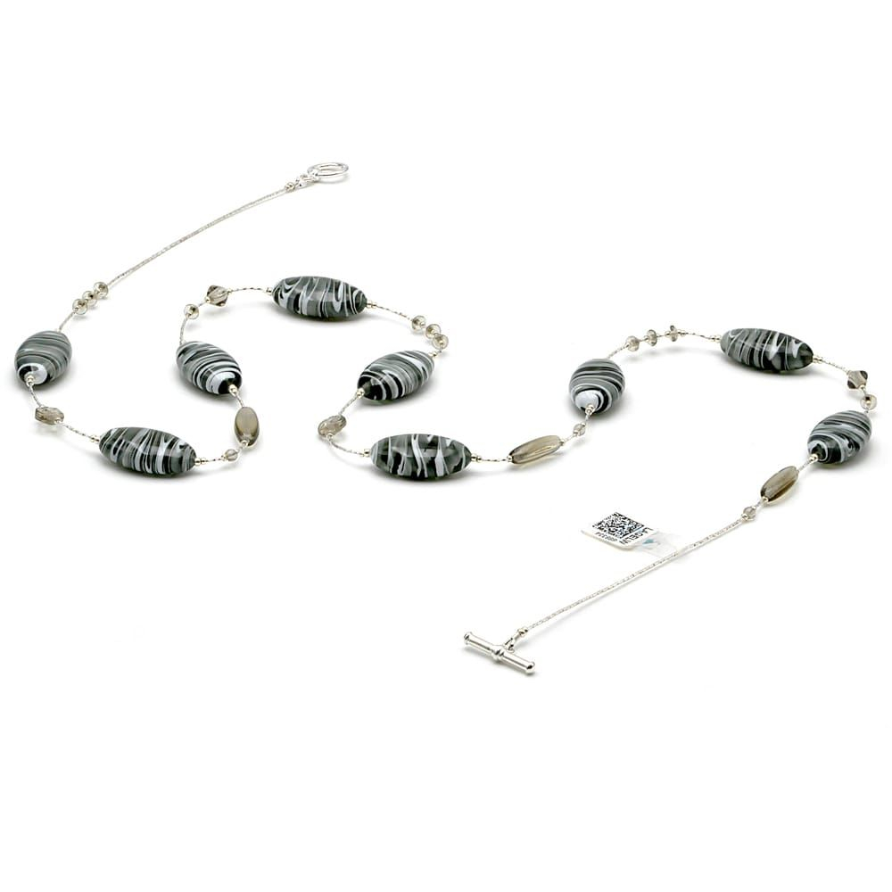 Gray murano glass necklace genuine from venice