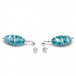 Boucles d'oreilles clous argent turquoise en veritable verre de murano de venise